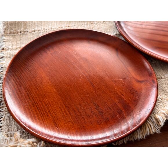 Vintage Small Wooden Plates, Japanese Lacquerware (Set of 5) - Picture 7 of 13